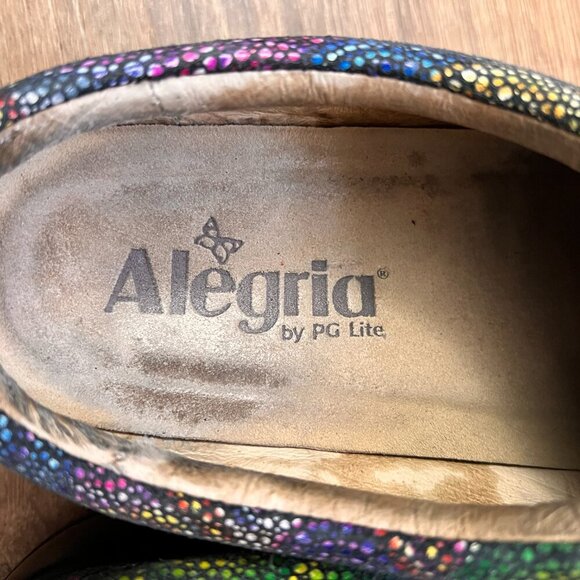 Alegria Kayla Kay 387 Rainbow Multi Color Mosaic Slip On Clogs Mules Sz 36 - Picture 9 of 11